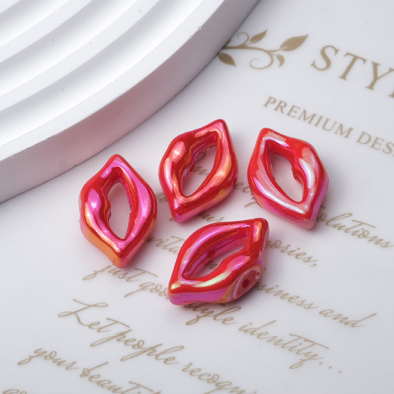 Plating Lip Acrylic Beads 25mm Metallic Glossy Finish 100pcs 2