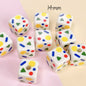 Cream Cartoon Printed Square Acrylic Beads 14mm 20pcs 13