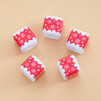 Baking Painted Christmas Square Acrylic Beads 15mm 10pcs 6