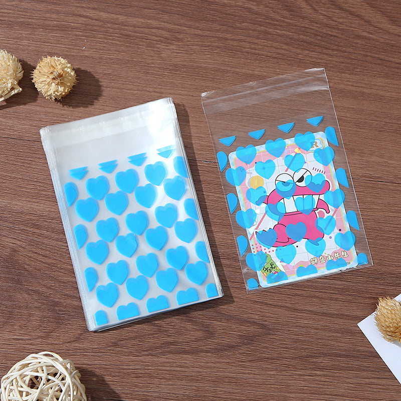 Self Adhesive OPP Bags Full Heart Pattern 8x10+3cm 200pcs 7