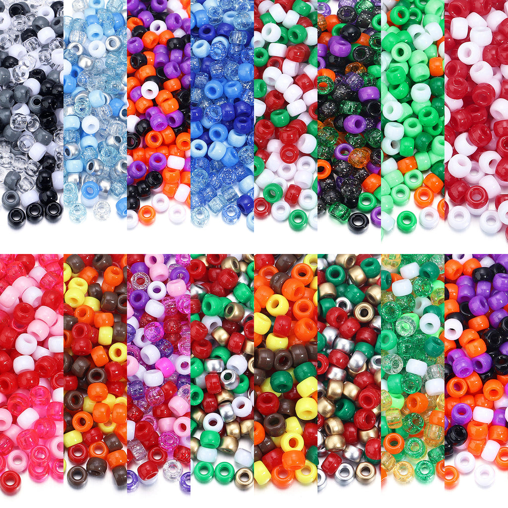 Festival Theme Pony Beads 9mm Acrylic Assorted Colors 200pcs