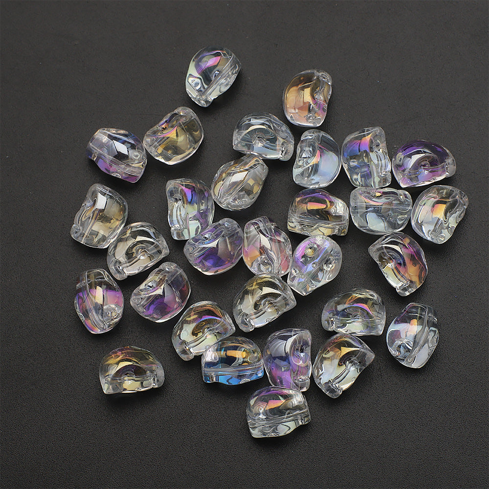 Electroplated Skull Head Glass Beads 8mm x 10mm Iridescent 30pcs 23
