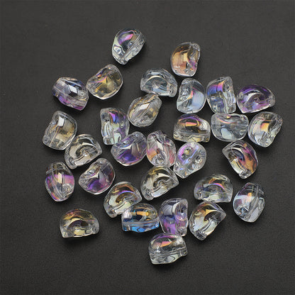 Electroplated Skull Head Glass Beads 8mm x 10mm Iridescent 30pcs 23