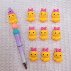 Silicone 3D Focal Beads Easter Little Yellow Chicken Bunny Holding Carrot 20pcs 3