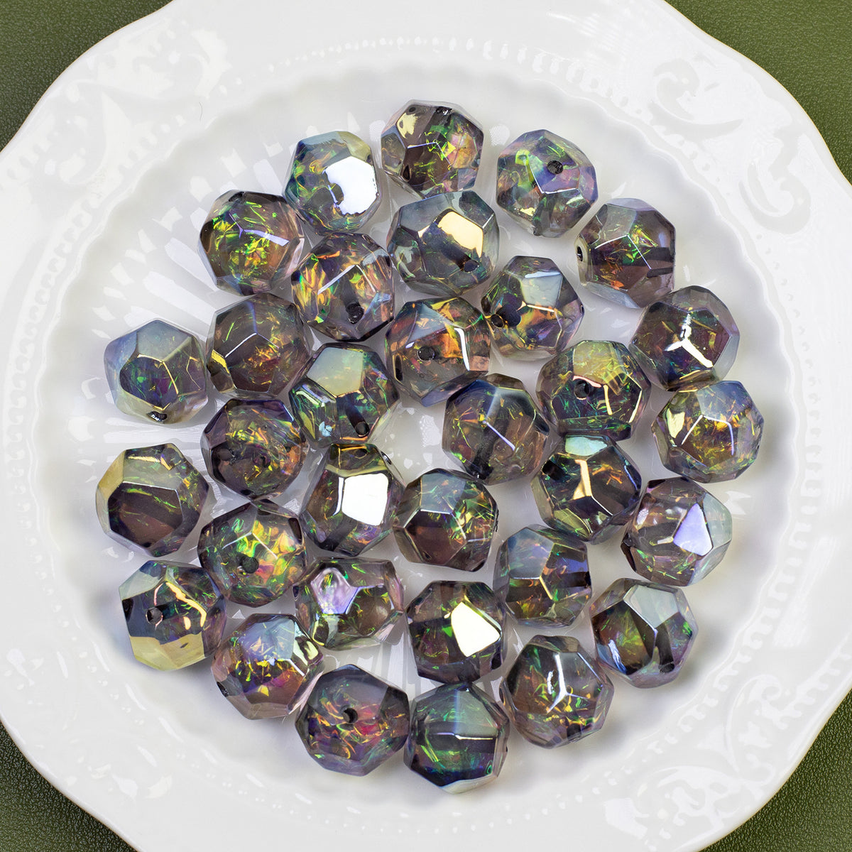 Faceted Iridescent Resin Beads 16mm Mixed Colors 10pcs 7