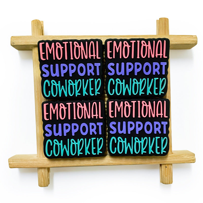 Silicone Focal Beads Emotions Bold Hand Lettered Text 20pcs 4
