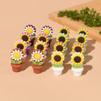Silicone Focal Beads Sunflower Flowerpot Brown Pot Yellow Flower 20pcs 3