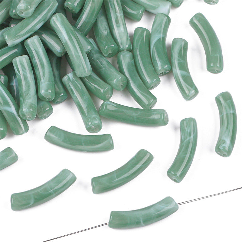 Curved Tube Acrylic Beads 32mm Translucent Mixed Colors 40pcs 10