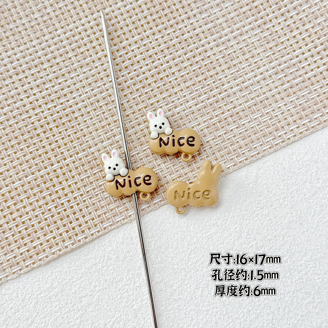 Baking Painted Window Kitten and Nice Rabbit Metal Beads 15/17mm 10pcs 20