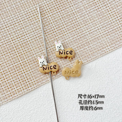 Baking Painted Window Kitten and Nice Rabbit Metal Beads 15/17mm 10pcs 20