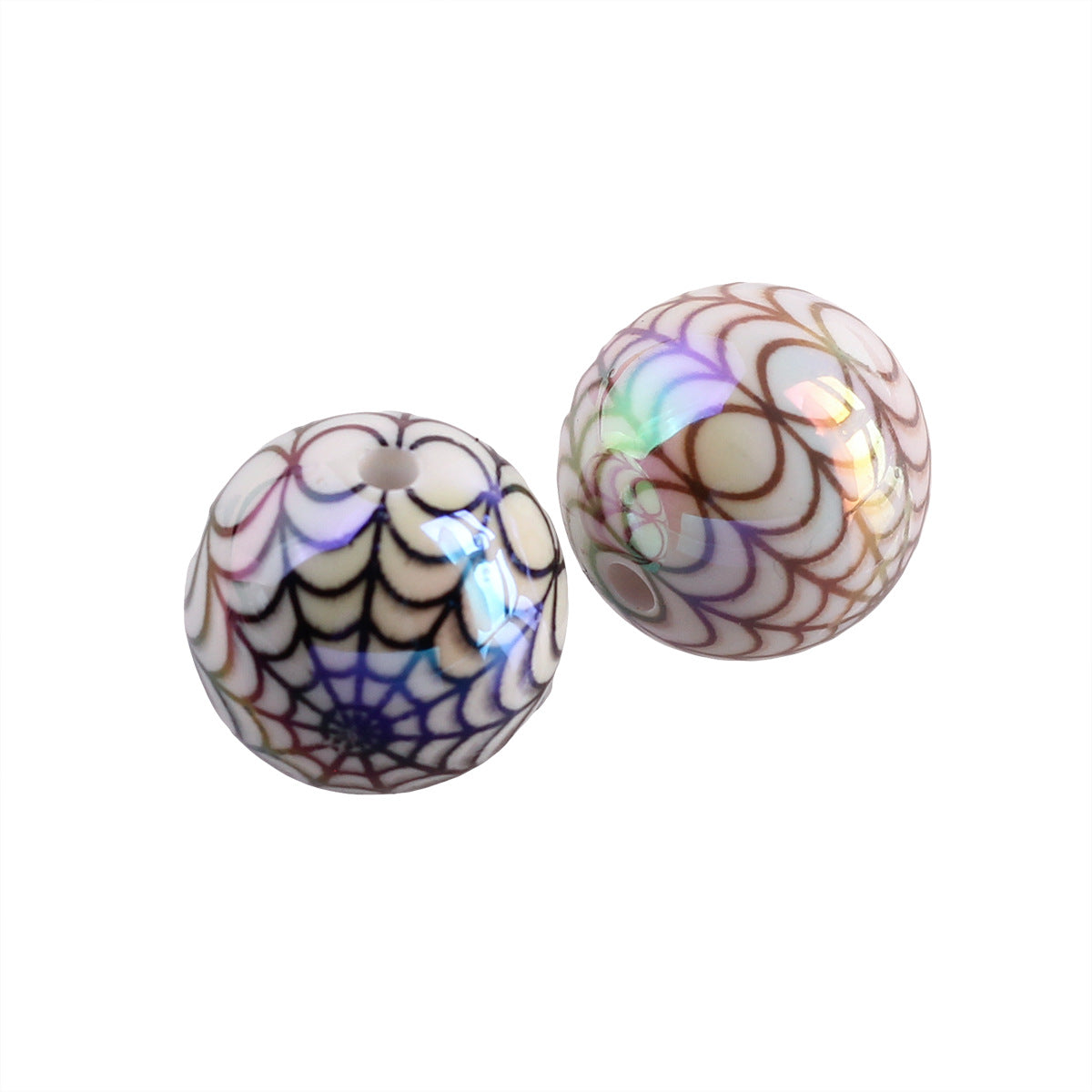 Plating Spider Web Acrylic Beads 15mm Halloween Glossy 50pcs 5