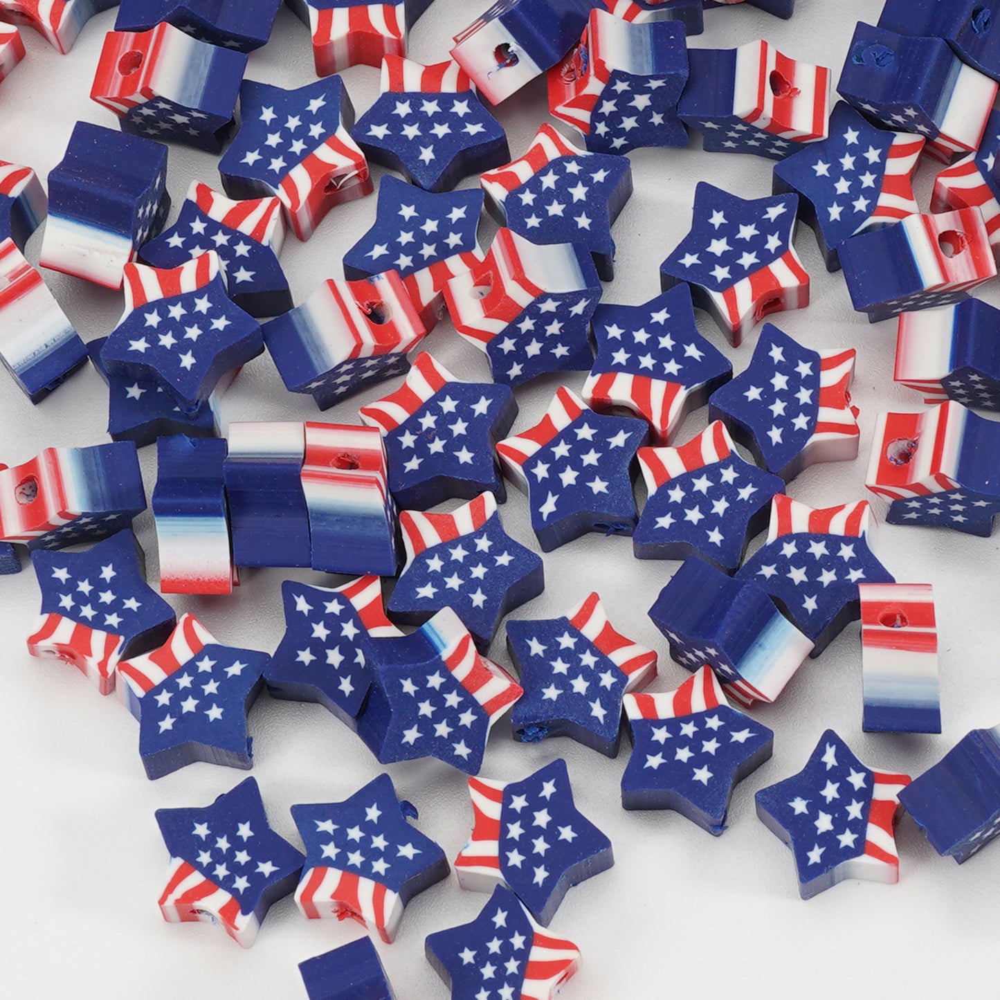 Geometric Clay Beads American Flag Colors Patriotic Design 200pcs 7