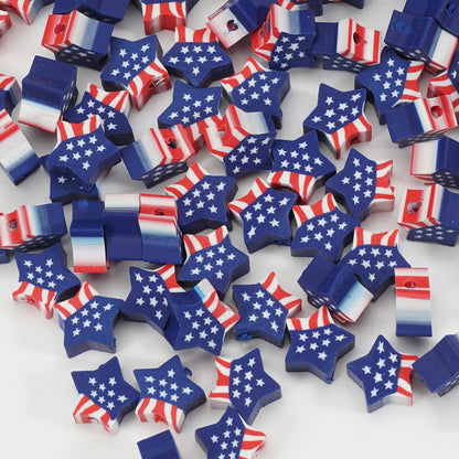 Geometric Clay Beads American Flag Colors Patriotic Design 200pcs 7