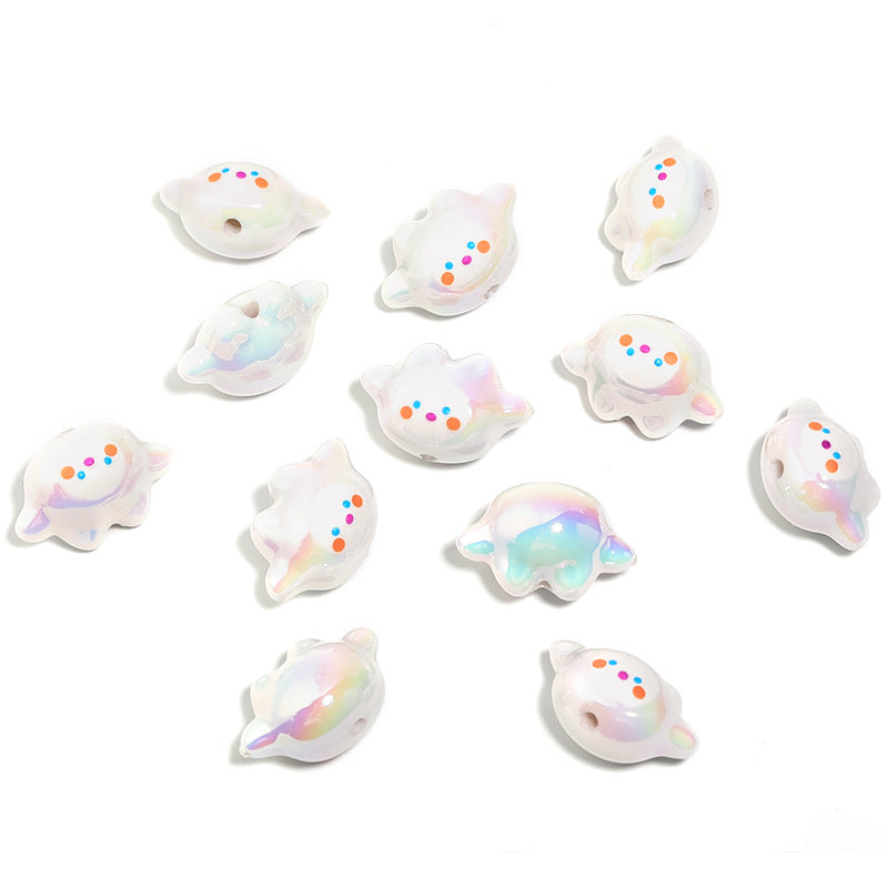 Plated Dumpling Doll Acrylic Beads 27mm UV Rainbow Pastel 25pcs 5