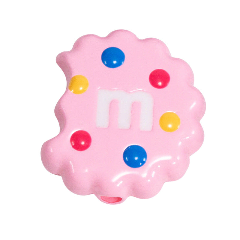 Hand Painted Bitten Cookie Acrylic Beads 22mm Enamel Glossy 10pcs 19