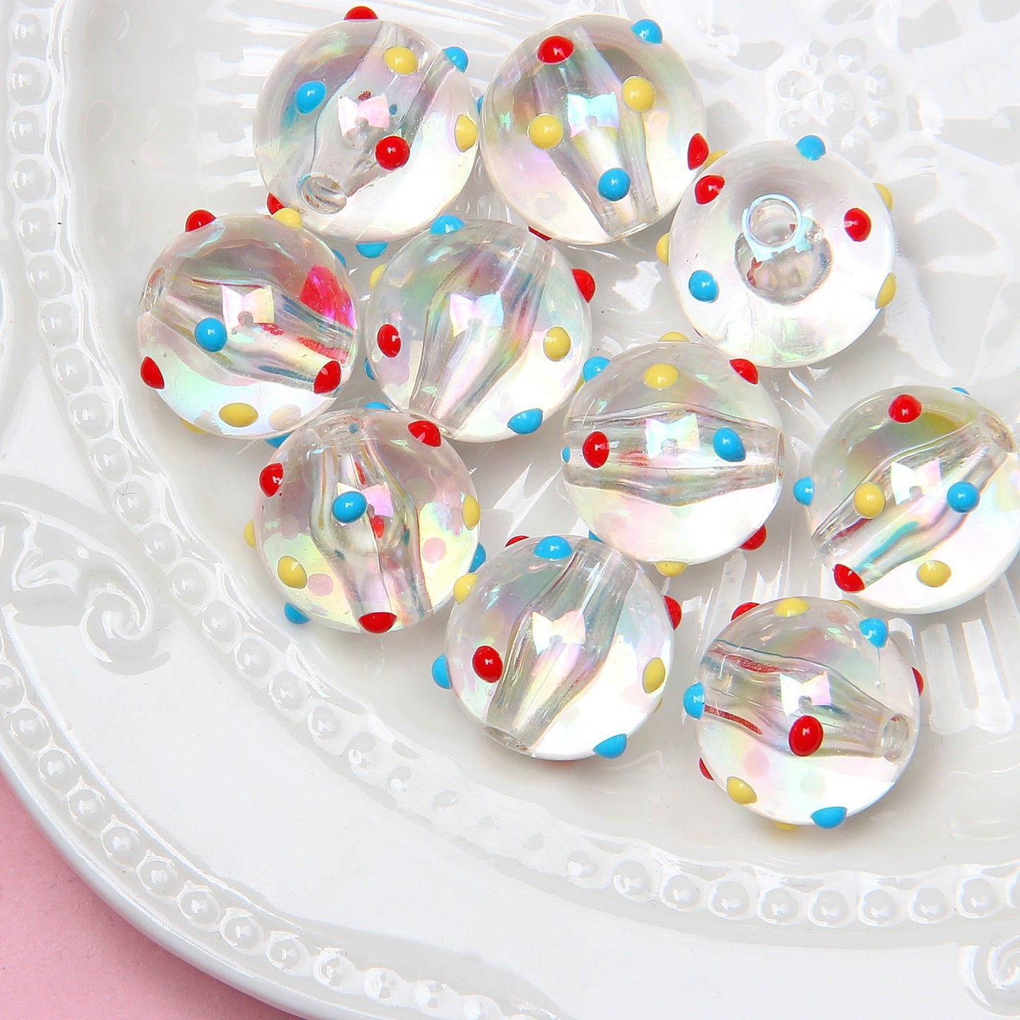 Hand Painted Duckling Cartoon Acrylic Beads 18mm 1pc 5