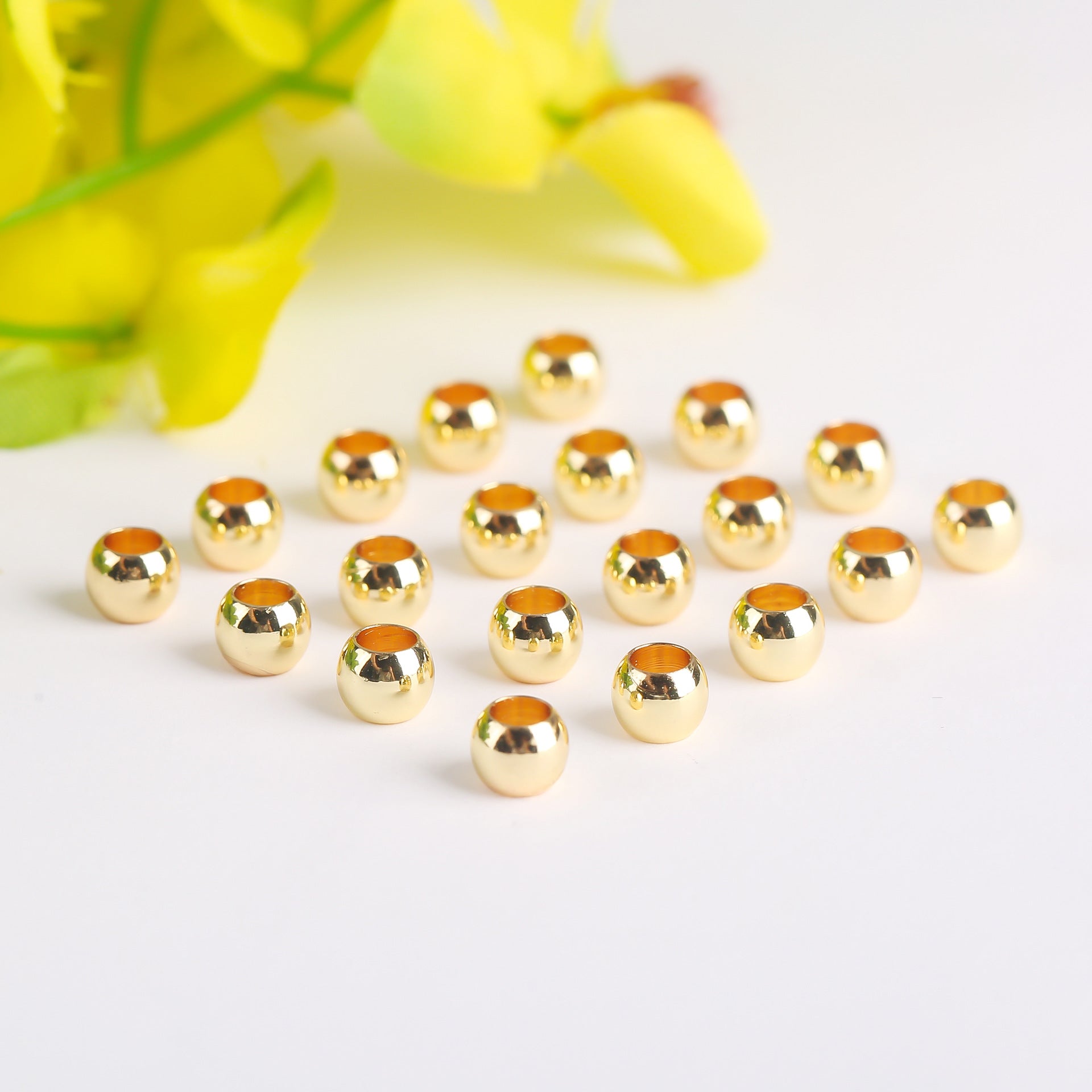Brass Round Metal Beads 4/5mm Smooth Large Hole 100pcs 3