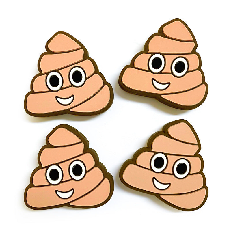 Silicone Focal Beads Poop Brown Cheerful Faces 20pcs 3