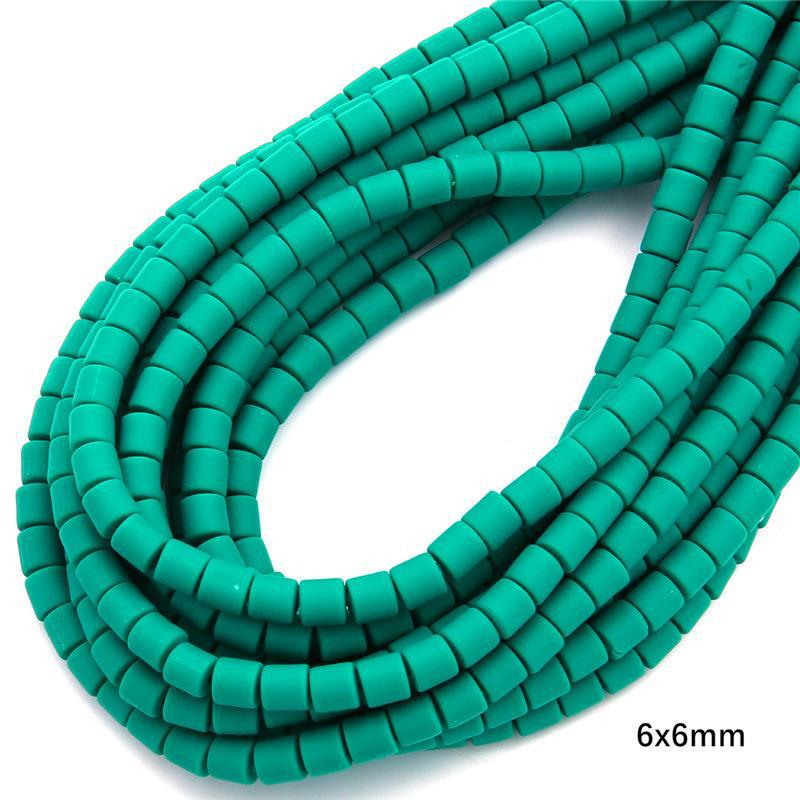 Cylindrical Clay Beads 6mm Colorful Polymer 62pcs 28