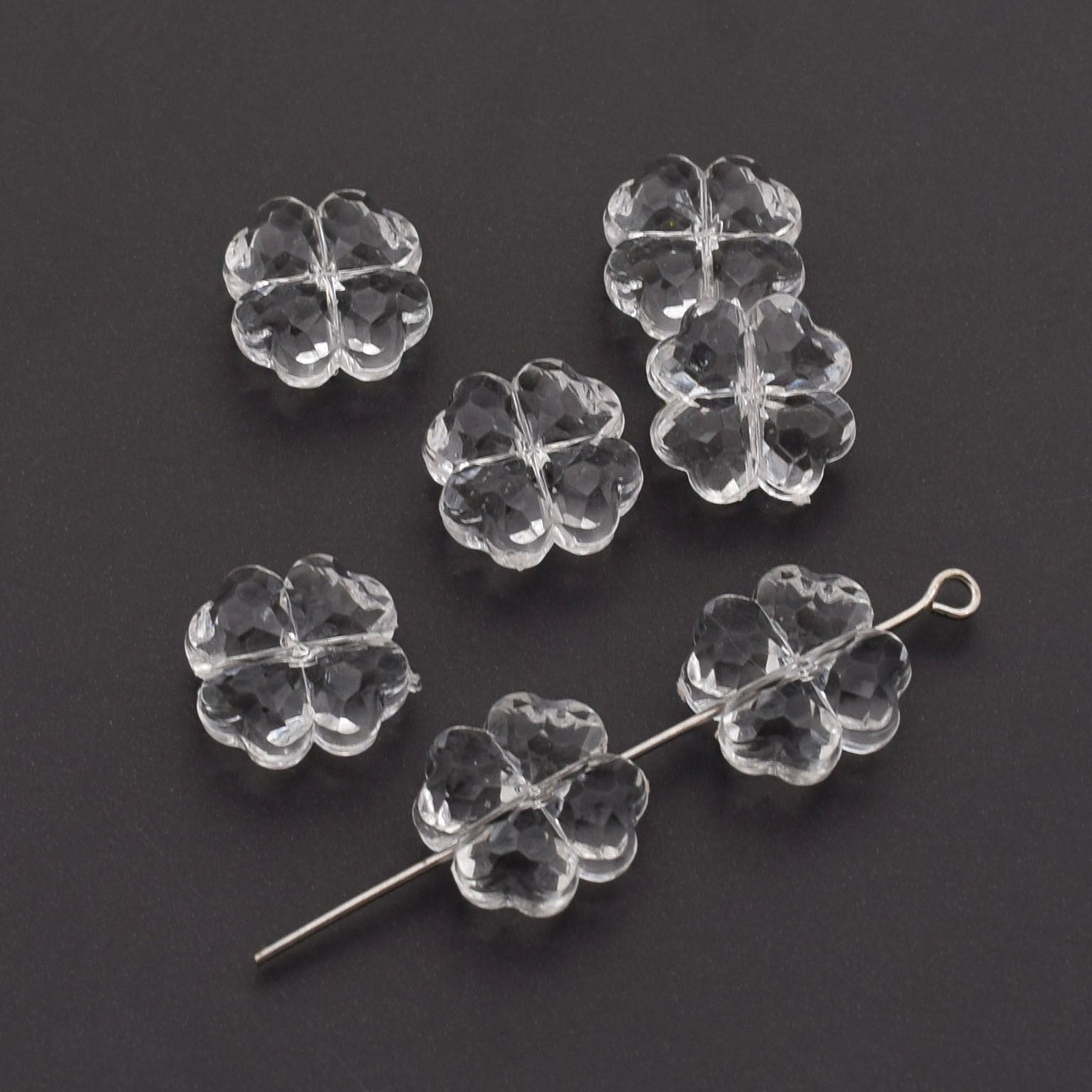 Transparent Faceted Clover Acrylic Beads 12.9mm Colorful 30pcs 2