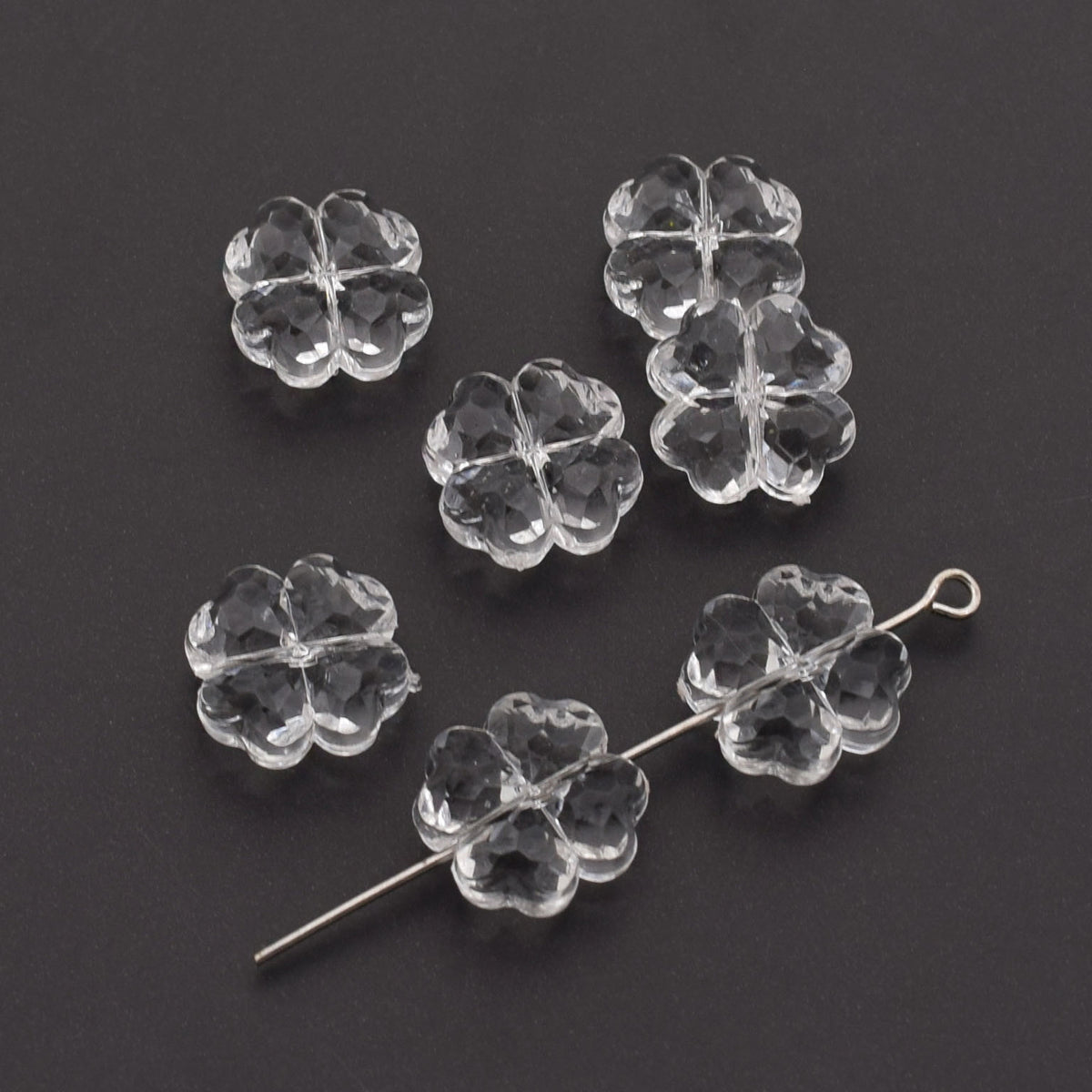 Transparent Faceted Clover Acrylic Beads 12.9mm Colorful 30pcs 2