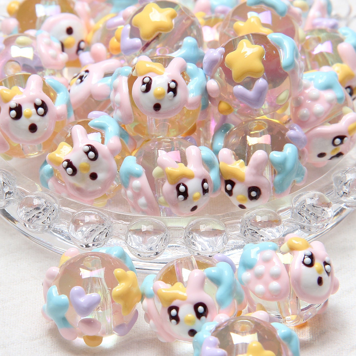 Hand Painted Duckling Cartoon Acrylic Beads 18mm 1pc 8