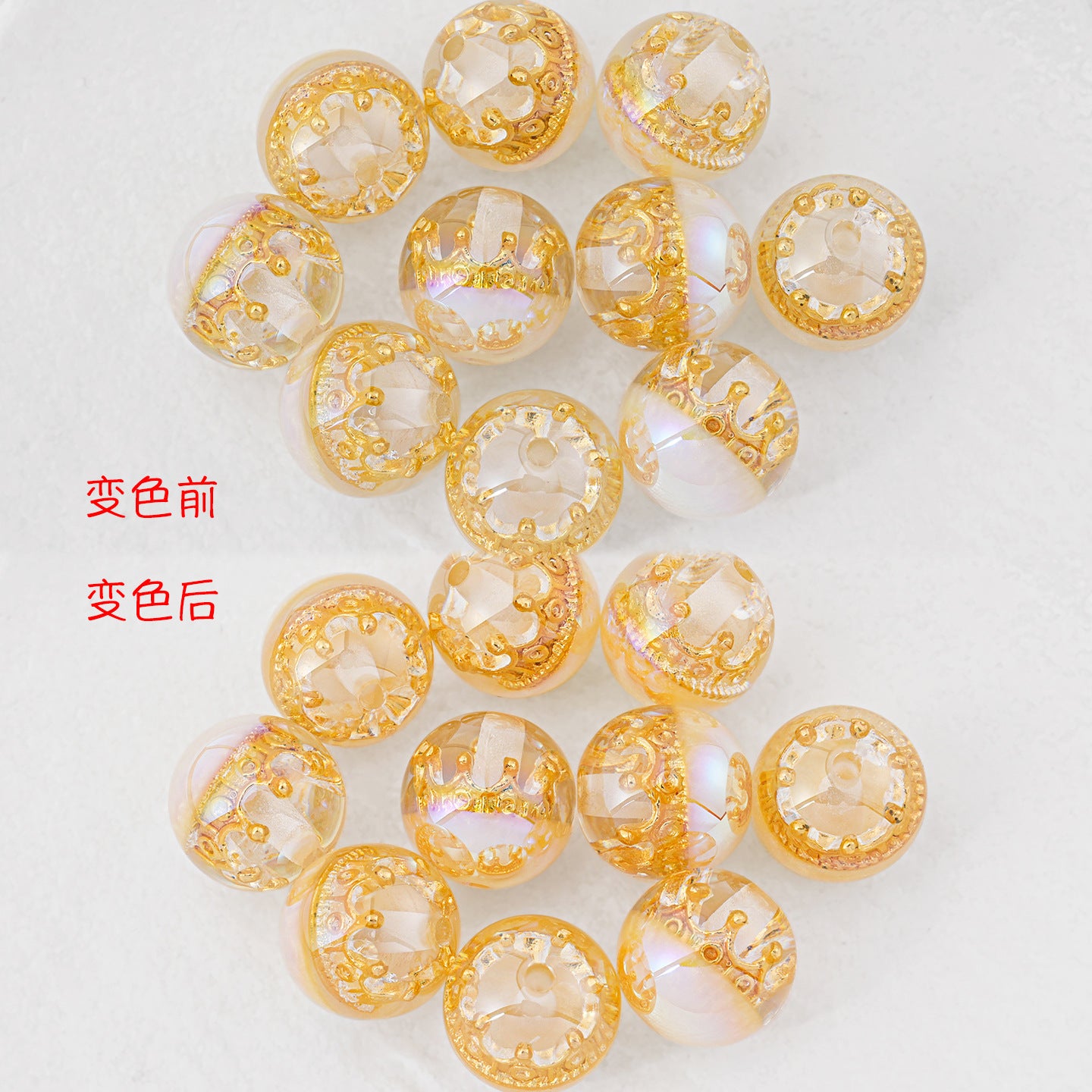 Colorful Crown Inside Round Resin Beads 16mm 10pcs 9