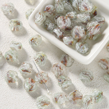 Lampwork Glass Beads Rose 12mm Gradient Color Handmade 10pcs 6