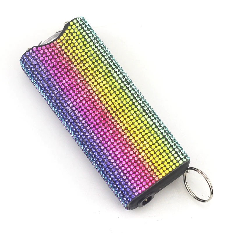 Rhinestone Self Defense Keychain Rechargeable Flashlight Electric Shock 13