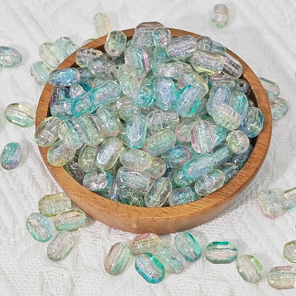 Czech Glass Beads Rectangular 6x10mm Translucent Shimmer Mixed Colors 50pcs 11