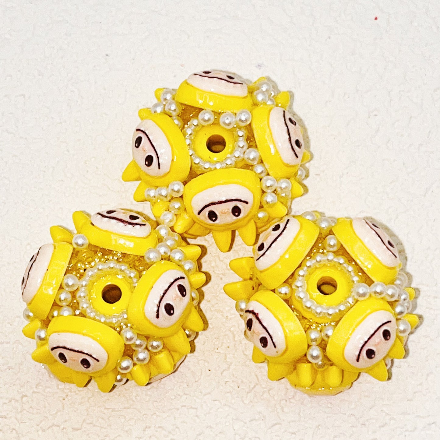 Handmade Round Clay Beads 25mm Adorable Pastel Faces 2pcs 4