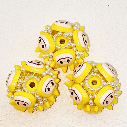 Handmade Round Clay Beads 25mm Adorable Pastel Faces 2pcs 4