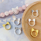 Cat Ear Metal Bead Frames 14mm Whimsical Star Lightning Design 100pcs