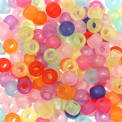 Multicolor Pony Beads Acrylic 9mm Smooth Finish 100pcs 9