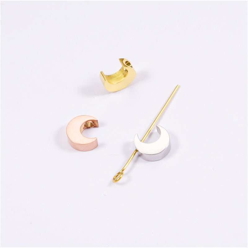 Stainless Steel Moon Metal Beads 7mm Polished Mirror Surface 10pcs 5