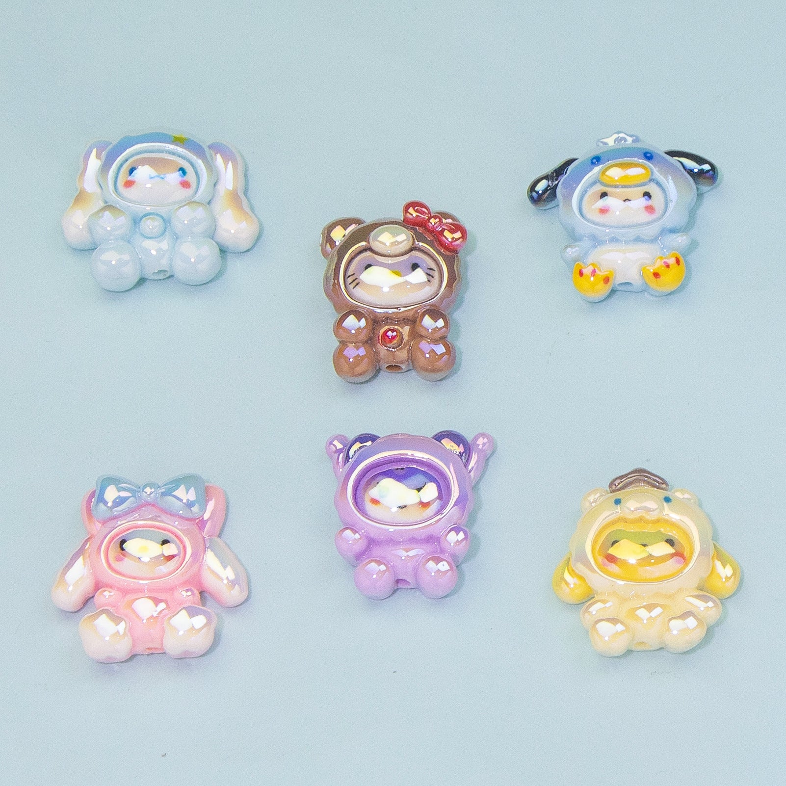 Glossy Sanrio Character Resin Beads Cute Costume Design 10pcs 4