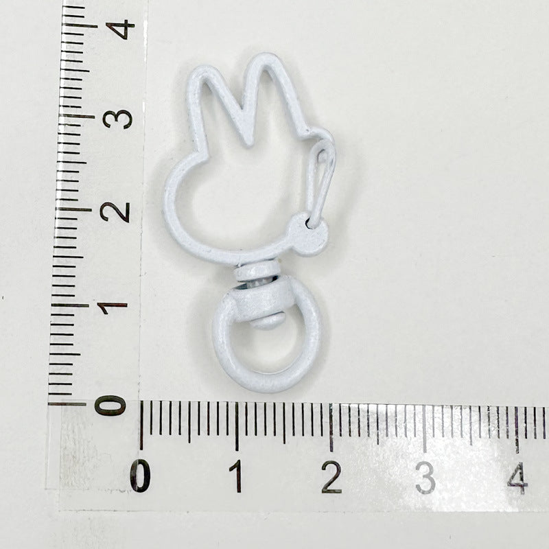 Spray Painted Bunny Head Zinc Alloy Buckle Keychain Clasps 20pcs 8
