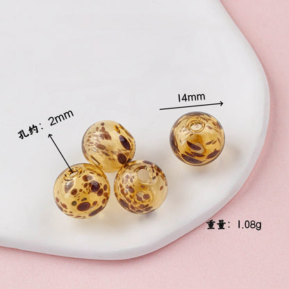 Vintage Hollow Speckled Blown Glass Beads Hand Painted 4pcs 11