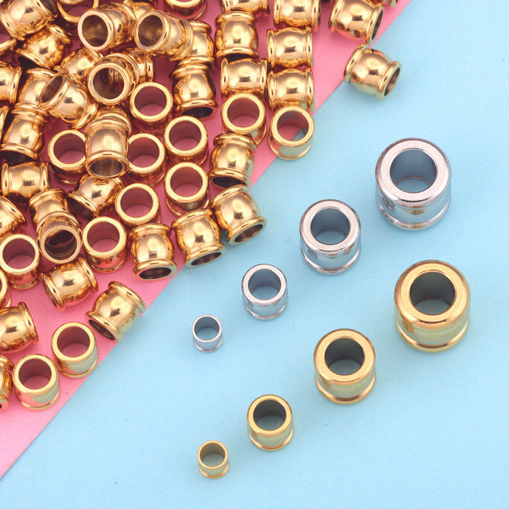 Stainless Steel Drum Metal Beads 4-10mm Large Hole 20pcs 3