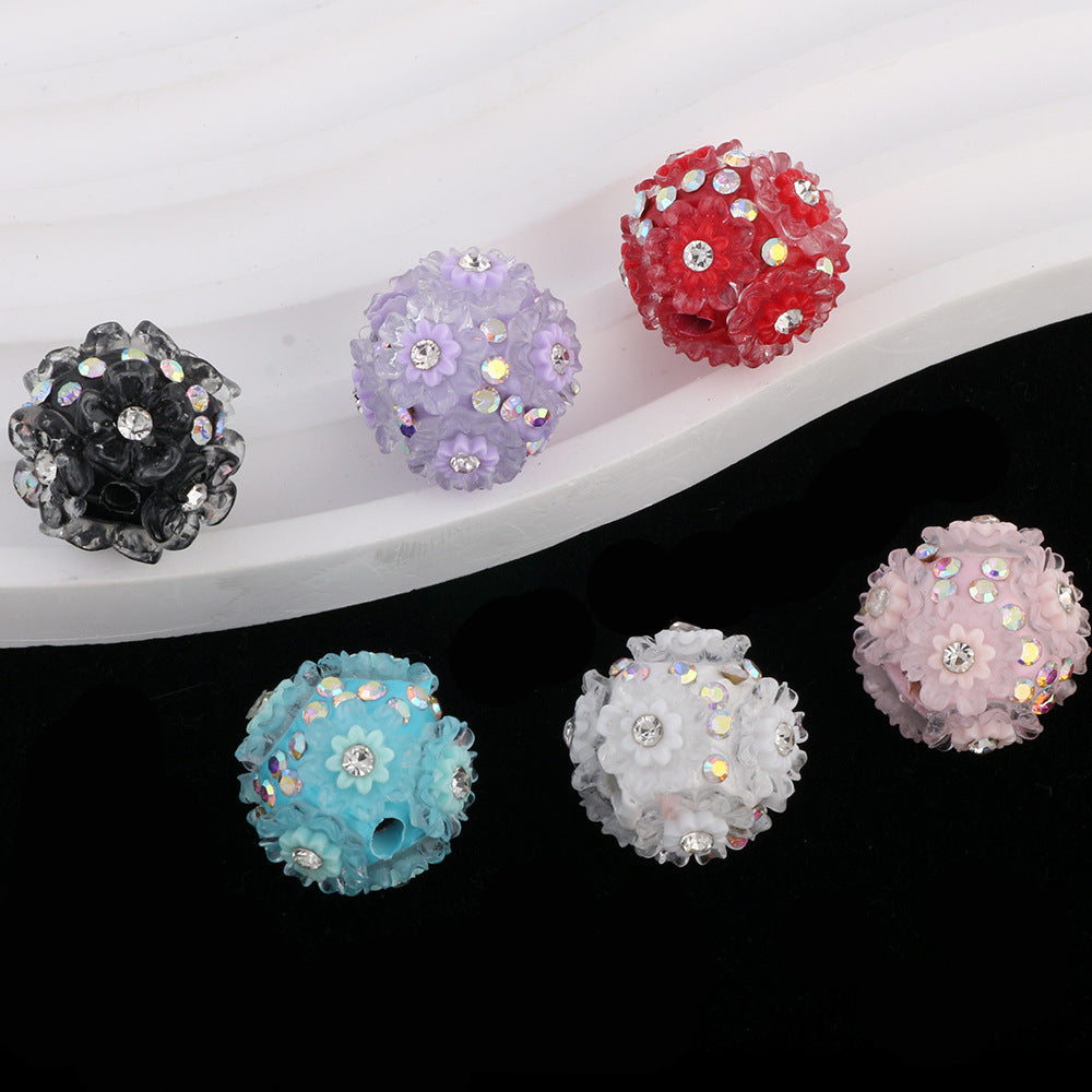Floral Bubblegum Beads 19mm Little Daisy Cluster Rhinestone 10pcs 3