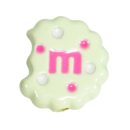 Hand Painted Bitten Cookie Acrylic Beads 22mm Enamel Glossy 10pcs 35