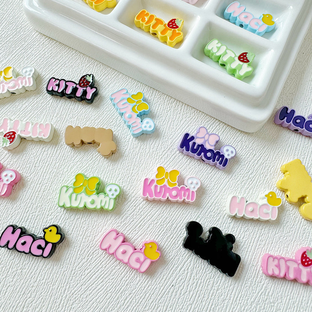 Signboard Metal Beads Painted Sanrio Series Colorful 10pcs 2