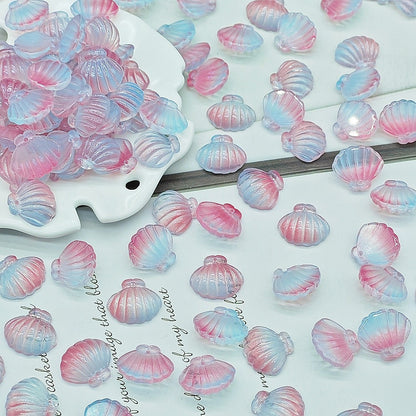 Czech Glass Beads Scallop Shell 16-18mm Frosted Pastel Colors 25pcs 13
