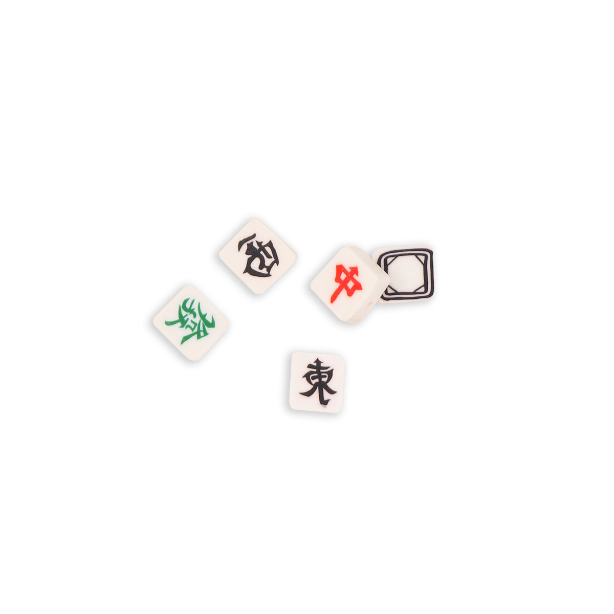 Flat Clay Beads 9x10mm Mahjong Tile Design Polymer 100pcs 5
