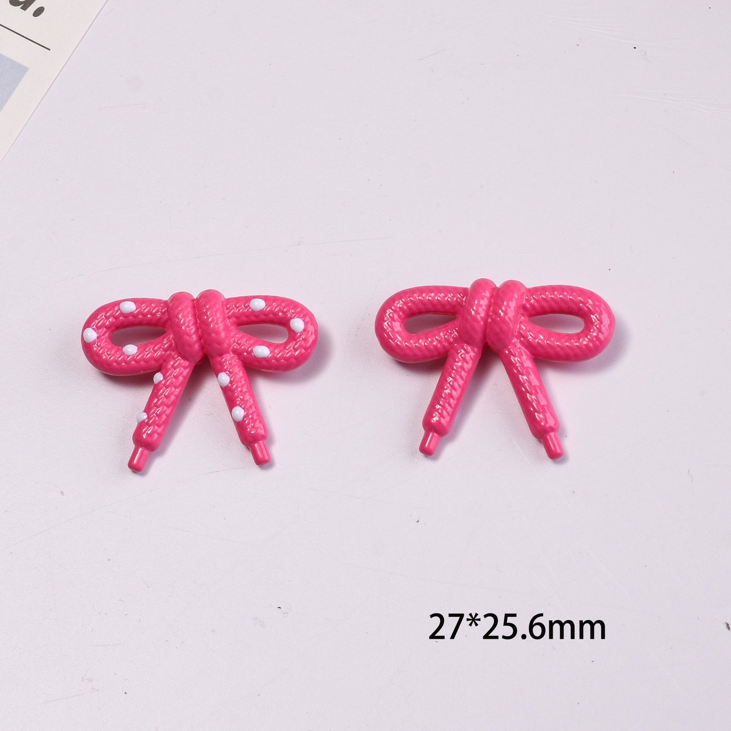 Hand Painted Bow Acrylic Beads 27mm Polka Dot Design 10pcs 2