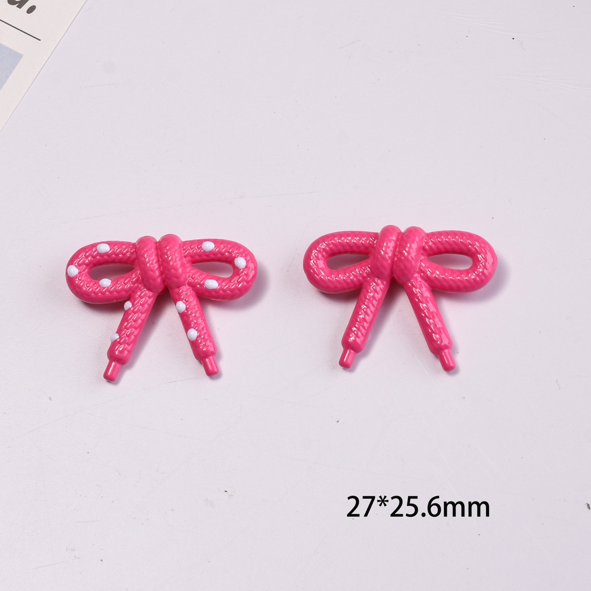 Hand Painted Bow Acrylic Beads 27mm Polka Dot Design 10pcs 2