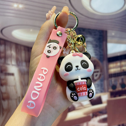 Cartoon Panda Keychain Cute PVC Material Playful Charm 8
