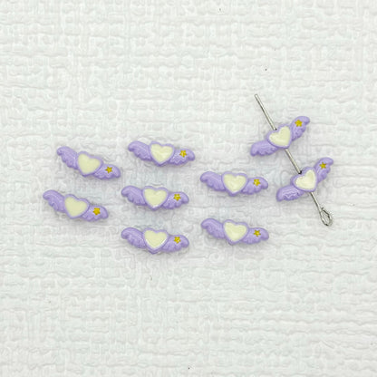 Heart Wing Metal Beads 14mm Bright Enamel Painted Alloy 20pcs 10