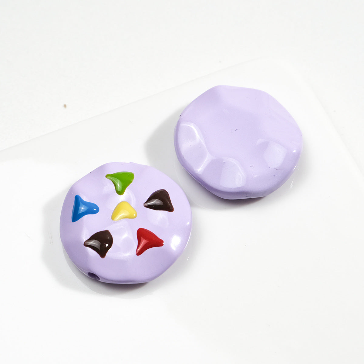 Painted Cookies Acrylic Beads 25mm Colorful Baking Design 50pcs 7