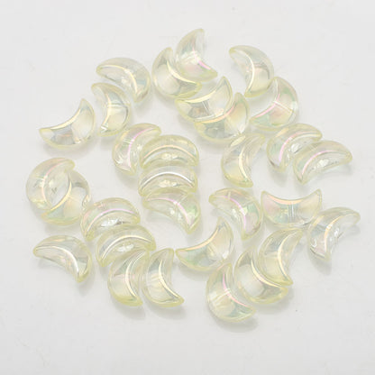 Moon Plated Transparent Crescent Glass Beads 9mm 14mm 30pcs 24